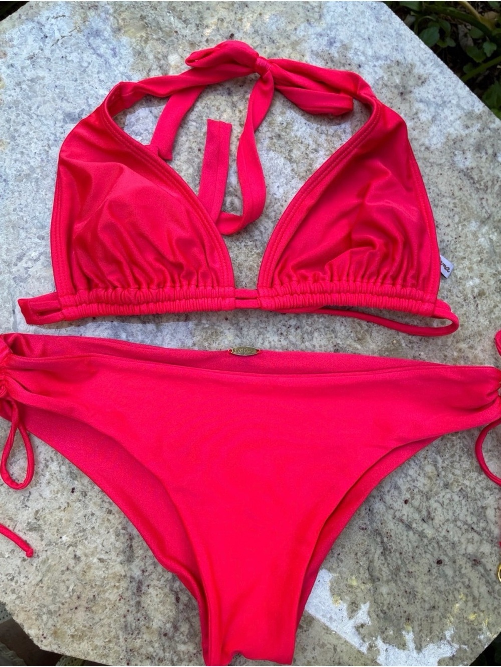 Luli Fama hot pink bikini swim set